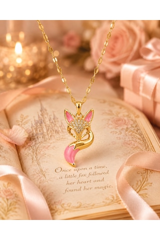 Zirkon Taşlı Pembe Mineli Tilki Figürlü Altın Kaplama Zincir Kolye Açık Pembe Zirkon Taşlı Pembe Mineli Tilki Figürlü Altın Kaplama Zincir Kolye Açık Pembe