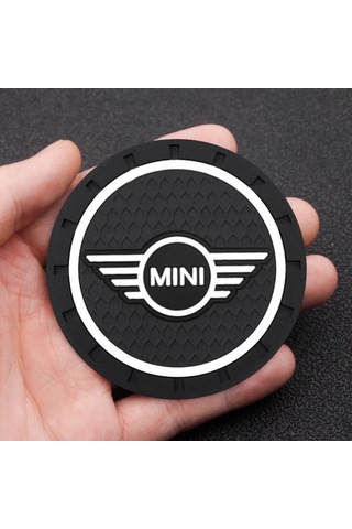 Mini Cooper Araç Bardak Altlığı Mini Logolu Siyah Bardak Altlığı (523422595)