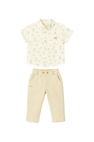 Erkek Bebek Keten Desenli Pantolonlu Takım-15859 renkli