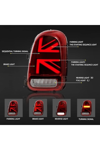 Autogp Mini Countryman F60 Arka Stop Lambası Ledli Kırmızı Union Jack 2017 / 2020