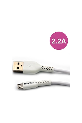 Novka NVK03 Micro/USB 2.2 A 1 M Şarj Ve Data Kablosu Beyaz