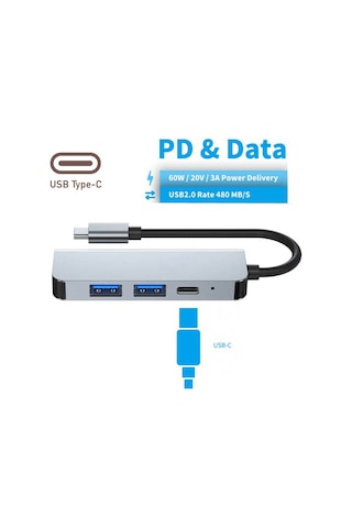 Usb Type C To 4k 30hz Hdmi Kablosu Usb3 0 Usb2 0 Pd 87w Çevirici Dönüştürücü Kablo
