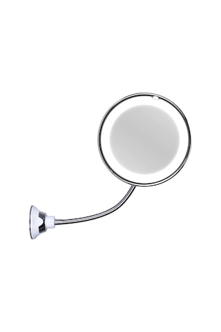 Flexible 10x Zoomlu Esnek Işıklı Çerçeveli Makyaj Aynası Beyaz