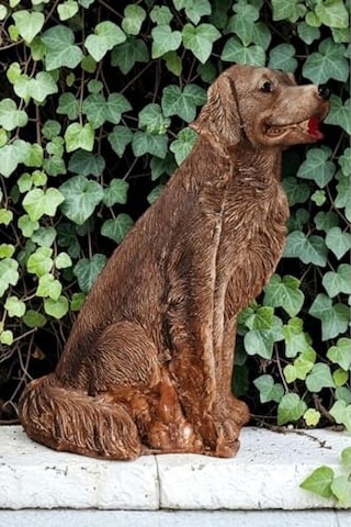Dekoratif 35cm Kahverengi Çoban Köpeği Ev Balkon Bahçe Dekorasyon Bohem Biblo Heykel Diğer