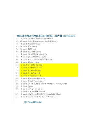 Breadboard Temel Elektronik Ve Devre Eğitim Seti
