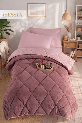 Veloria Wellsoft Tek Kişilik Yorgan Çift Taraflı Ultra Yumuşak 4 Mevsim Konfor 155x215 Cm Gül Kurusu