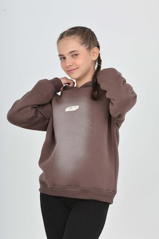 Toontoy Kız Çocuk Taş Dizaynlı Sweatshırt Kahve