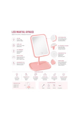 Lexroo Led Işıklı Makyaj Aynası Dokunmatik Kontrollü Masaüstü Ayn Diğer