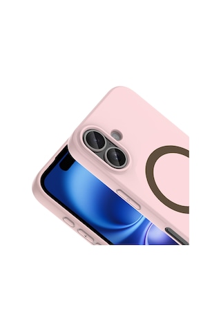 Apple iPhone Uyumlu 17 Kılıf M-safe Şarj Özellikli Silikon Kapak Aris AÇIK PEMBE