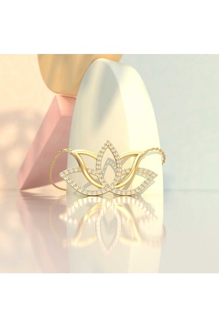 İndigo Takı Taşlı Lotus Çiçeği Altın Kaplama Gümüş Kolye