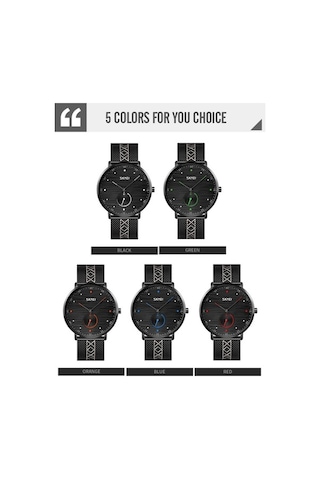 Novahub Skmeı 9218 Erkek Yatay Çizgili Arapça Sayısal Kuvars Saat Kırmızı Ve Mavi Renkler, Kadran Örgü Kemer Çok Renkli