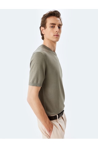 Koton Regular Fit Bisiklet Yaka Viskon Basic Kısa Kollu Triko Tişört Haki 5sam70022ht Haki