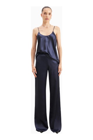 Because Of Alice Formal Satin Straight Leg Trousers Saten Düz Paça Kadın Pantolon Lacivert