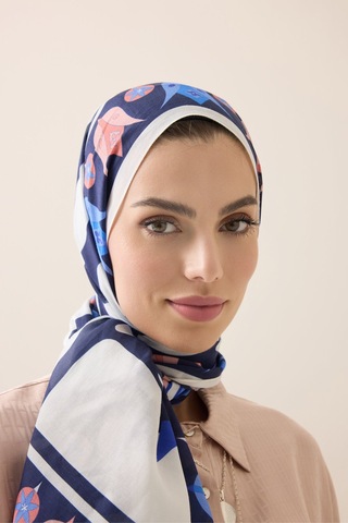 İmannooor Kufi Lacivert Floş Pamuk Şal 70x210