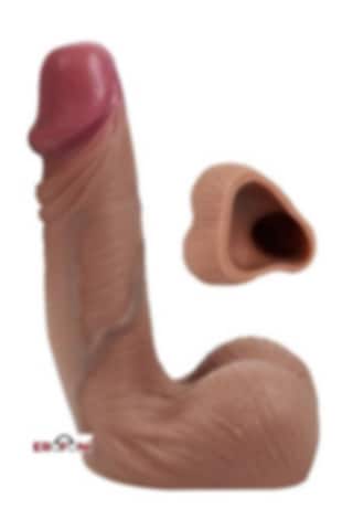 Erofoni Çift Katmanlı İçi Boş 16 CM Ultra Süper Realistik Medikal Silikon Penis Kılıfı