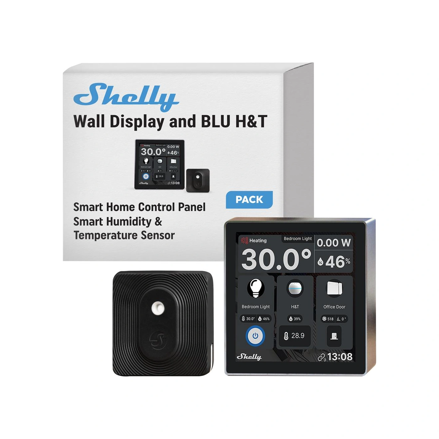 Shelly Wall Display & Blu H&t Siyah Merkezi Kontrol Panel Seti