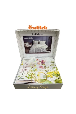 Çift Kişilik Ranforce Nevresim Takımı Jardin De Flor Beyaz Çok Renkli