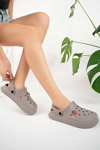 Unisex Çocuk Sabo Sandalet Günlük Ev Havuz Ve Plaj Terliği Gri