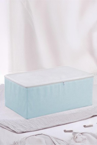 Medium Boy 3 Adet Mavi Çizgili Baza Çekyat Altı Hurç 53x30x20cm Mavi