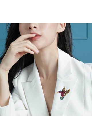 Flybuy Tokası Renkli Kuş Kişilik İşlemeli İğneleri Giyim Broş Atkı Arı Mm Çok Renkli