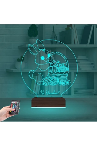 Luvivia Paskalya Tavşan Yumurta Çocuk Odası Kişiye Özel 3d Lamba - Masa Gece Lambası V3 Şeffaf