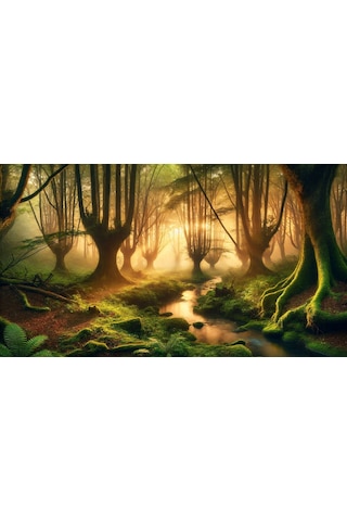 Doğa Ve Manzara Gizemli Orman 04 Çerçevesiz 90x60cm Pvc Tablo
