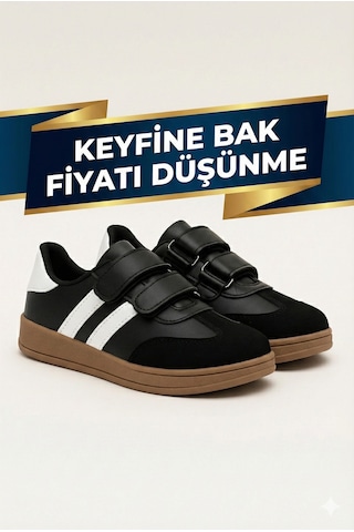 N Moda Cool Kids Retro Tarz Cırtlı Çocuk Spor Ayakkabı Konforlu Ve Şık Günlük Sneaker Siyah