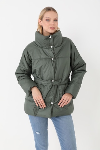 Freemen Kadın Haki Dolgulu Astarlı Su Geçirmez Rüzgara Dayanıklı Oversize Bomber Mont Haki