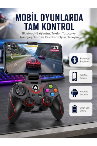 Mey İthalat Kablosuz Oyun Kolu Bluetooth Joystick Gamepad Android Uyumlu 00194803