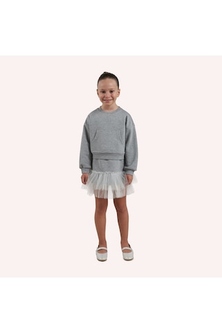 Kız Çocuk Simli Örme Elbise Gri-melanj 2421gk26020-4880 001