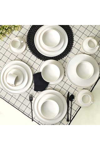 Keramika Mat Beyaz Stackable Yemek/kahvaltı Takımı 20 Parça 4 Kişilik