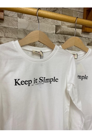 Koton Kız Çocuk Uzun Kollu T-shirt Ekru AY-5WKG10269AK