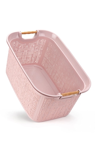 Practical Kulplu Temiz Çamaşır Sepeti & Sele-pembe Pembe
