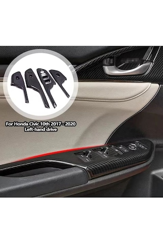 Honda Civic Fk7 Fc5 2017-2020 Iç Kapı Kol Dayama Karbon Fiber 2 Adet Ön Taraf 2 Adet Arka