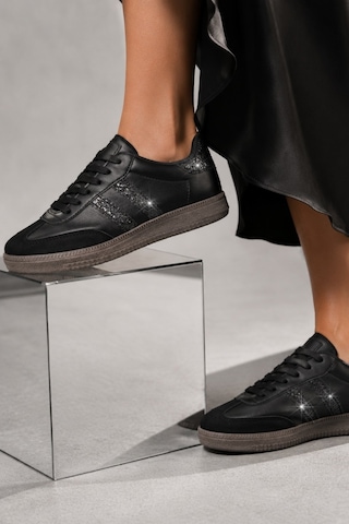 Muggo Sparkly Kadın Sim Detaylı Günlük Sneaker Spor Ayakkabı Siyah