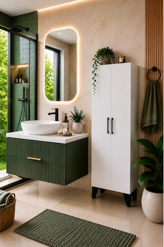 Banyo Dolabı 2 Kapaklı Mdf, Çok Amaçlı Dolap, Balkon Dolabı Beyaz