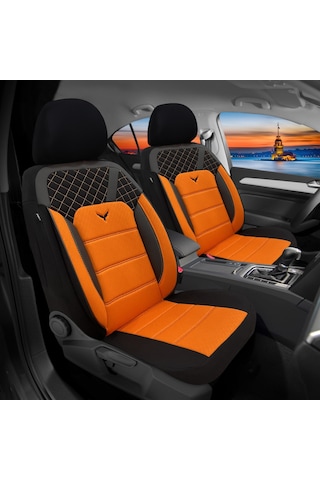 Minderland K1 - Fiat Fiorino İle Uyumlu Koltuk Kılıfı, Tam Takım/turuncu-siyah