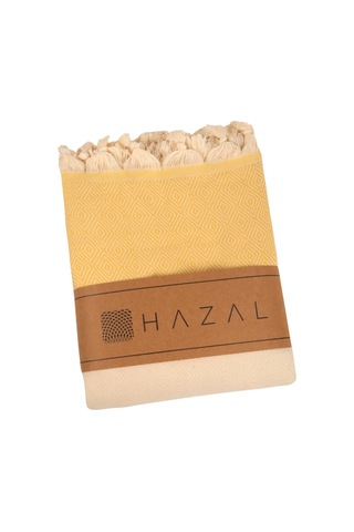 HAZAL Şerit Safir Desenli 200x240 cm Çift Kişilik Sarı