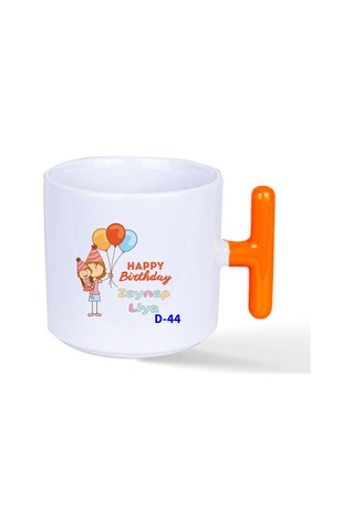 Kişiye Özel Turuncu T Fincan, Doğum Günü Hediyeleri D Serisi