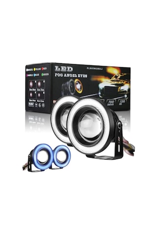 89 MM Buz Mavi Mercekli Angel Led Halkalı Sis Far Metal Gövde