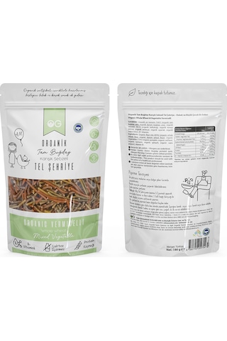 OG natural Organik Karışık Sebzeli Tam Buğday Tel Şehriye 180 Gr +7 Ay