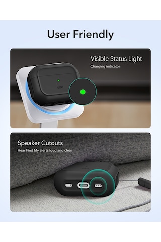 Apple AirPods Uyumlu Pro 3 2025 Orbit Hybrid Manyetik Halolock Magsafe Kılıf Siyah