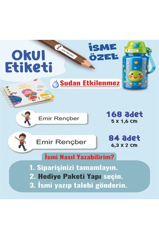 Okul Etiketi Kalem Defter Etiketi Paw Petrol Özel İsim Yazılabilen Etiket - 252adet