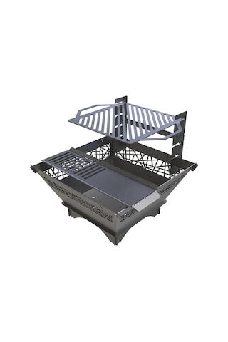 Portatif Ateş Çukuru Kademeli Izgaralı Bahçeniz İçin Dekoratif Siyah