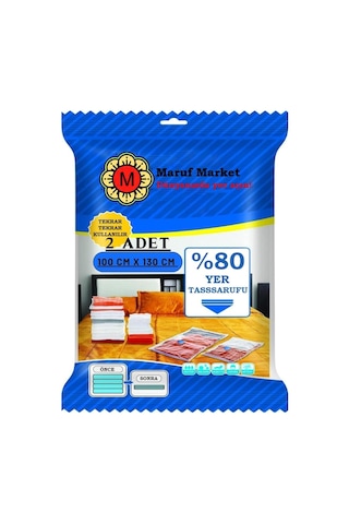 Beyyine Home Yüksek Kaliteli Vakumlu Poşet Xxxl 2 Adet 100 Cm X 130 Cm - Çevirmeli Kapak - Çift Kişilik Yorgan