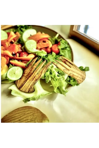 Doğal Zeytin Ağacı Salata Eli Salata Karıştırıcı Handmade Ahşap Tahta