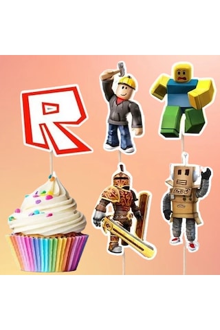Kürdan Roblox Temalı 10lu Doğum Günü Cupcake İkramlık Süsü