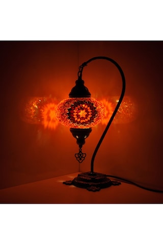 Dekoratif Yeni Ev Hediyesi Mozaik Lamba Abajur Otantik Gece Lambası Kırmızı