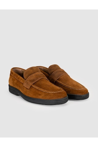 Cabani Taba Süet Hakiki Deri Erkek Loafer Ayakkabı