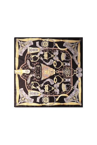 Inno 60x60 Cm Premium Saten Desenli Dikişli Fular Beyaz